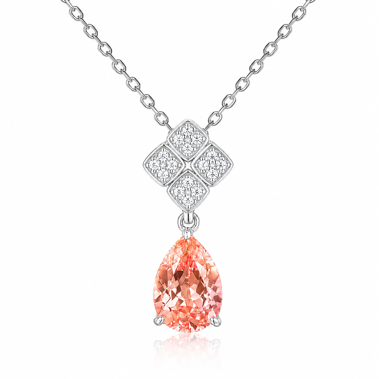 Celestial Bloom Pear-Cut Padparadscha Sapphire Necklace
