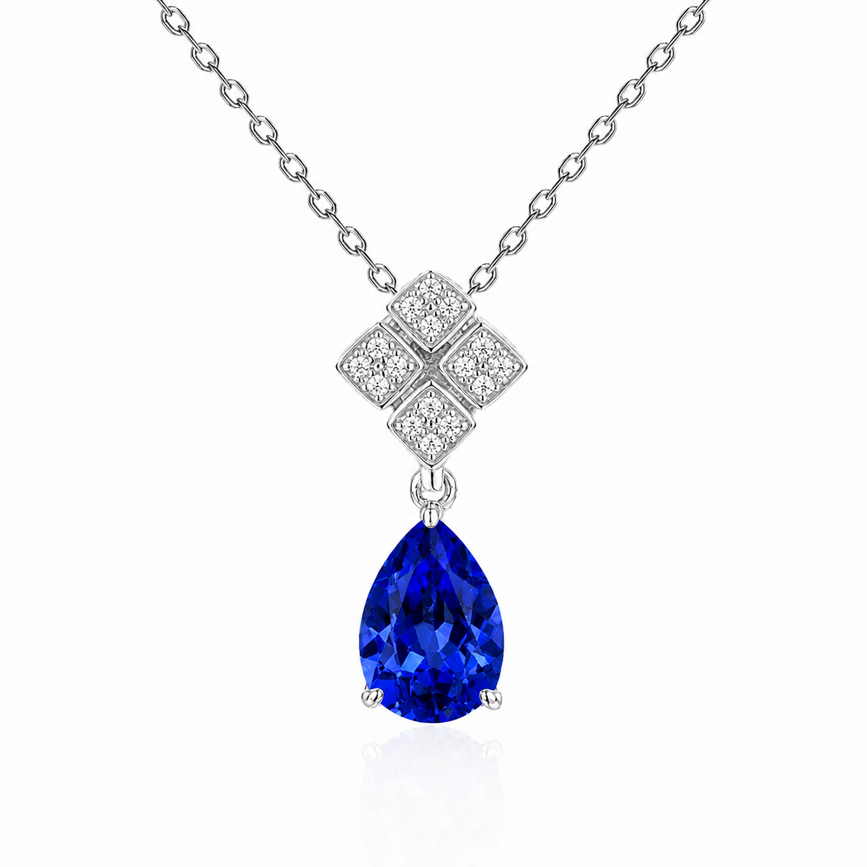 Celestial Bloom Pear-Cut Blue Sapphire Necklace