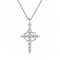 Crowned in Grace crown of thorns moissanite cross necklace in heavy rhodium-plated 925 sterling silver