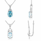 Mobile four-view image of Starlit Garden aquamarine blue spinel necklace and chain detail