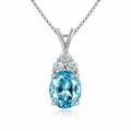 Starlit Garden aquamarine blue spinel necklace with moissanite accents in S925 sterling silver