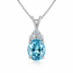 Starlit Garden aquamarine blue spinel necklace with moissanite accents in S925 sterling silver