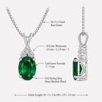 Starlit Garden emerald necklace details with moissanite accents, S925 silver and chain length