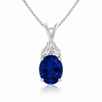 Starlit Garden lab-grown blue sapphire necklace with D-color moissanite accents in 925 sterling silver