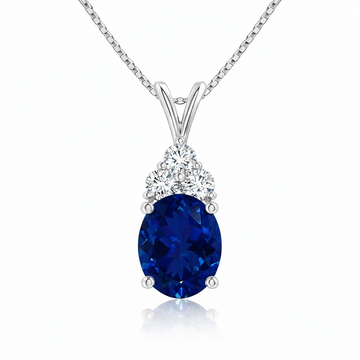 Starlit Garden lab-grown blue sapphire necklace with D-color moissanite accents in 925 sterling silver