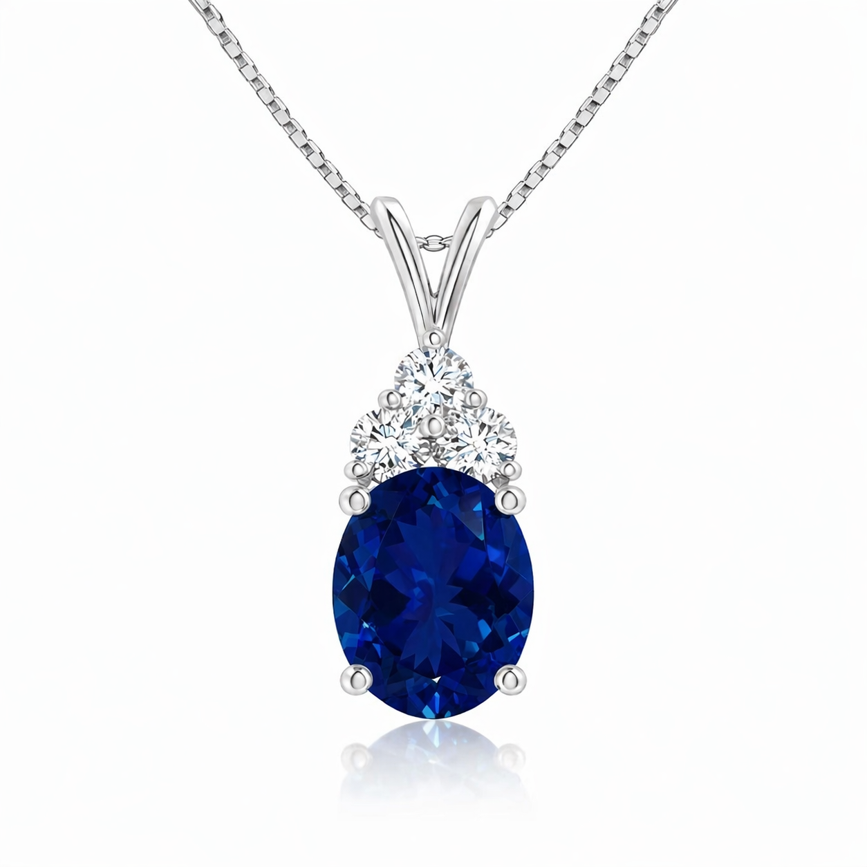 Starlit Garden lab-grown blue sapphire necklace with D-color moissanite accents in 925 sterling silver