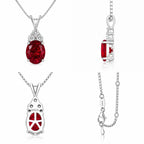 Starlit Garden ruby necklace in front, side, back and chain detail views