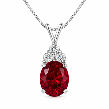 Starlit Garden lab-grown ruby necklace with D-color moissanite accents in 925 sterling silver