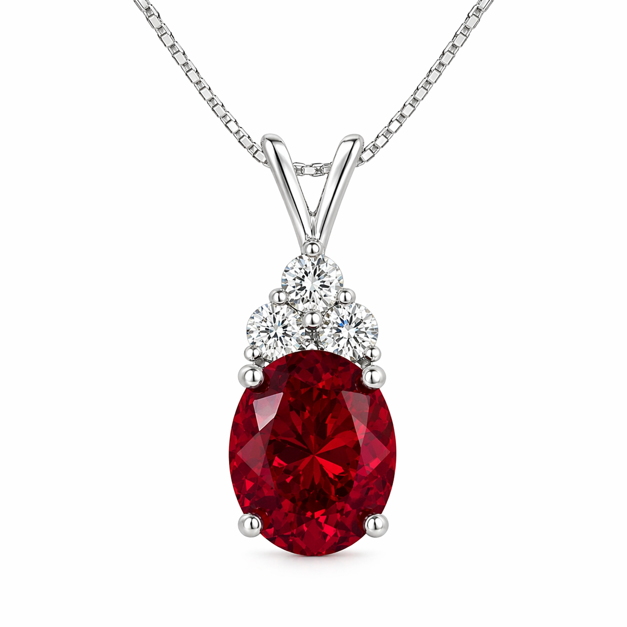 Starlit Garden lab-grown ruby necklace with D-color moissanite accents in 925 sterling silver