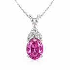Starlit Garden vivid pink sapphire necklace with moissanite accents in S925 sterling silver