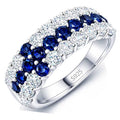 Three Row Sapphire & Moissanite Cross Ring