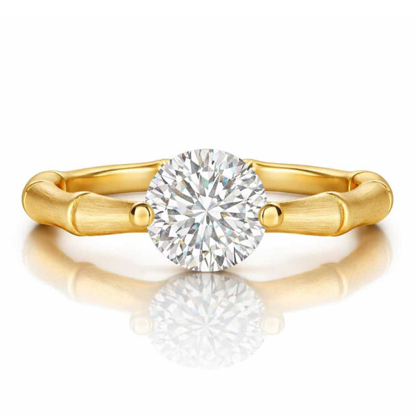 Dellyrica solitaire moissanite ring with gold-tone band for a classic surprise ring gift