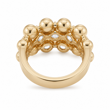 Back and underside view of a heavy 18K gold-plated 925 sterling silver beaded statement ring