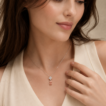 Celestial Bloom Pear-Cut Padparadscha Sapphire Necklace