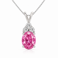 Dellyrica Starlit Garden Pink Sapphire Necklace with Moissanite Accents in Rhodium-Plated 925 Sterling Silver