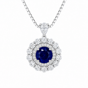 Moon Halo Blue Sapphire Necklace