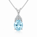 Starlit Garden aquamarine blue spinel necklace with moissanite accents in S925 sterling silver