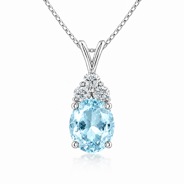 Starlit Garden aquamarine blue spinel necklace with moissanite accents in S925 sterling silver